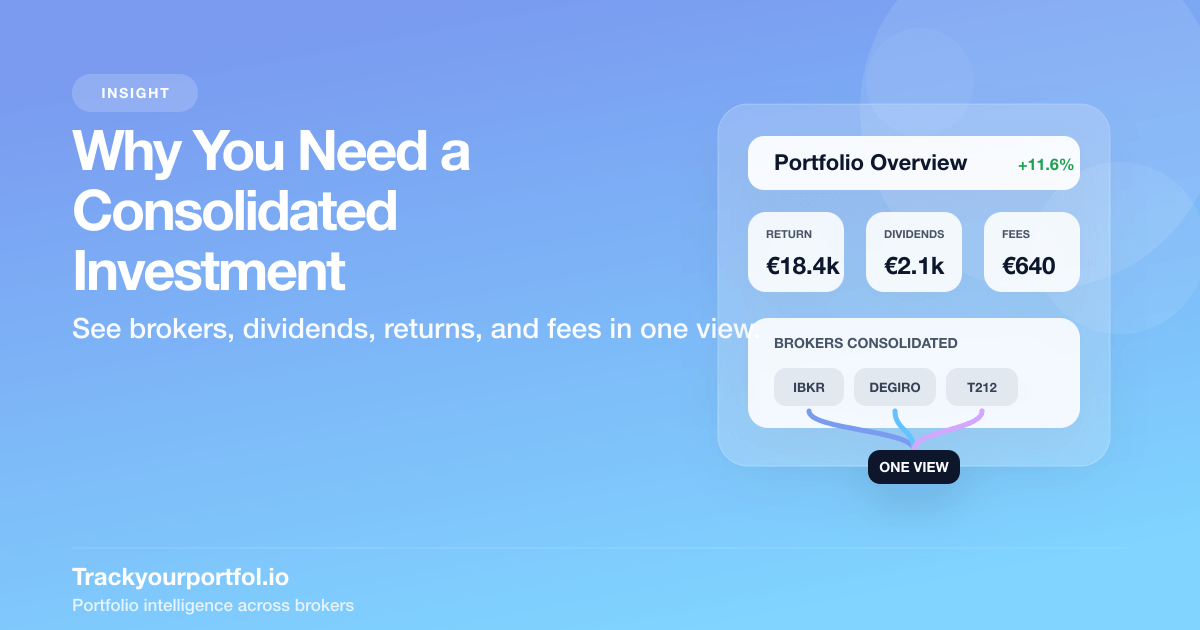 Consolidated investment dashboard showing multiple broker data