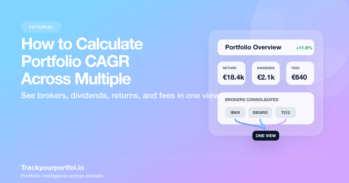 Charts and financial data showing portfolio growth analysis across multiple broker accounts